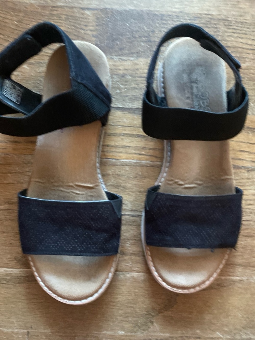 BOBS from Skechers Black and Tan Women's Strap Sandals